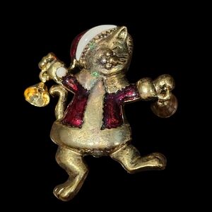 🎅😻LIA Vintage Santa Cat Brooch
